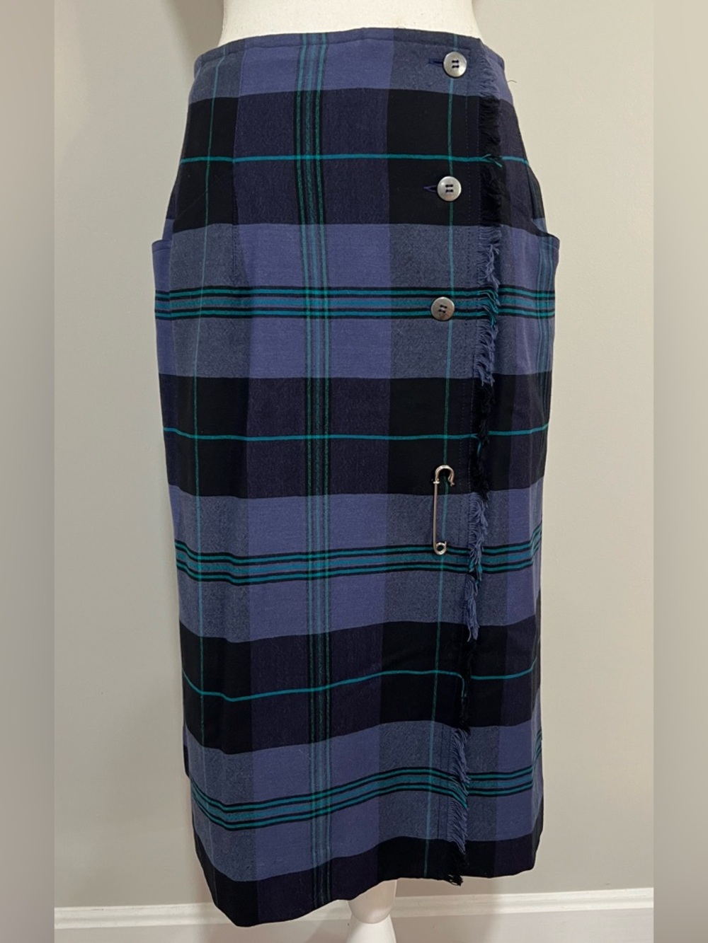 Vintage 80s/90s Laurel Plaid Wool Pleated Skirt
